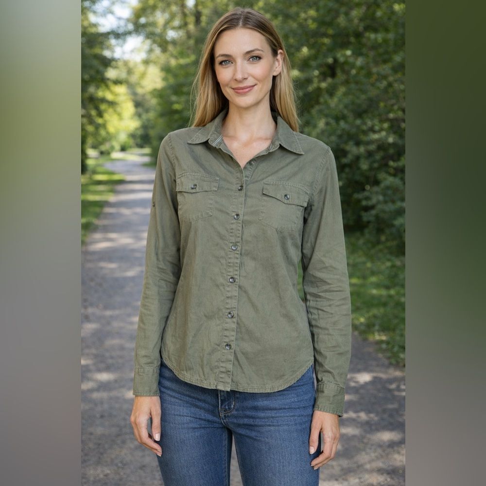 Converse Stylish Green Military  Button-Up Shirt S